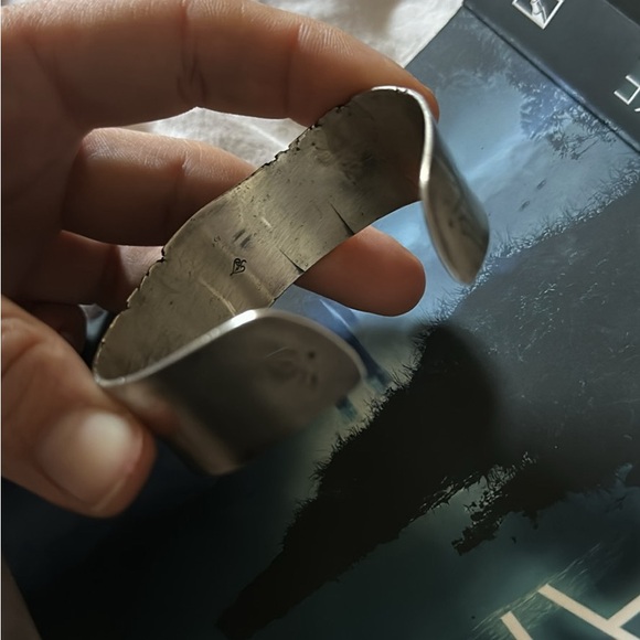 Rustic cuff and pendant set - reclaimed sterling silver - Picture 3 of 4